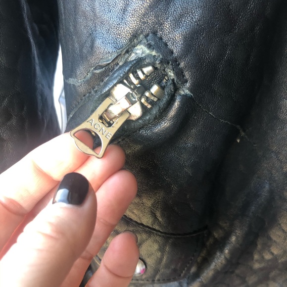 Acne Black Leather Jacket - Picture 4 of 8